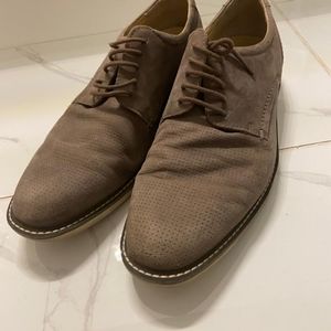 Ecco taupe microsuede perforated Oxford  dress shoe 9.5
